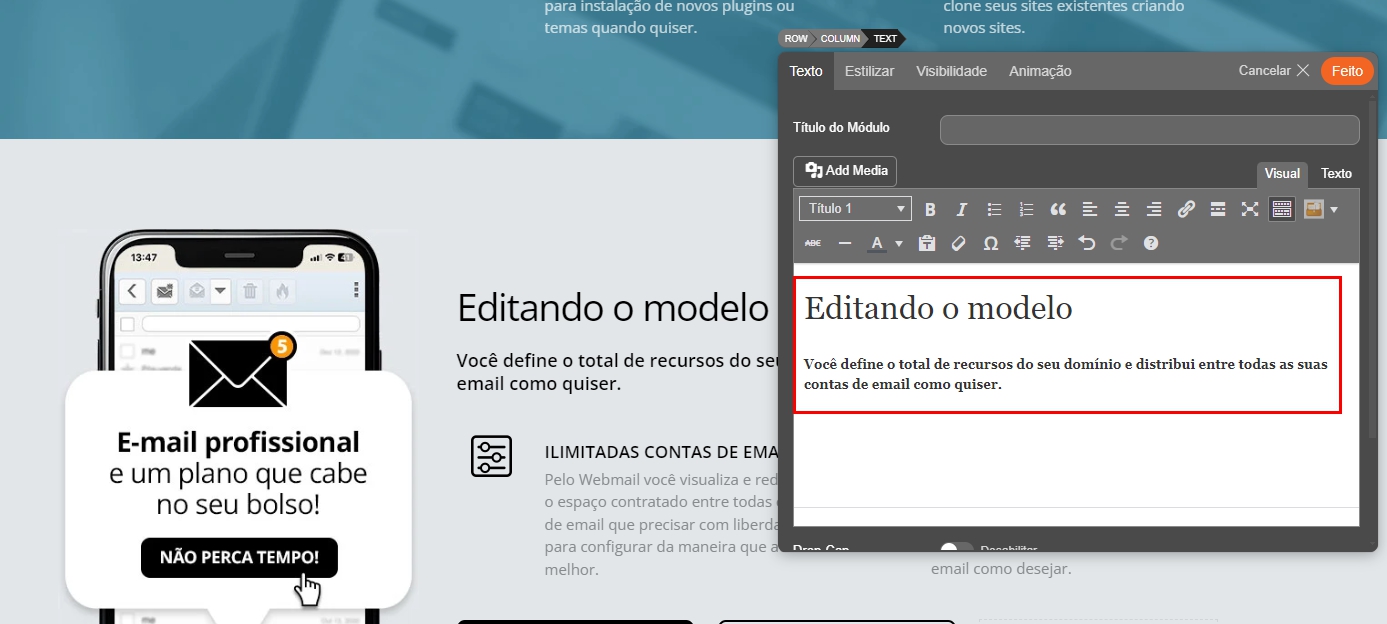 Editando Modelos Sites Sob Demanda - WordPress