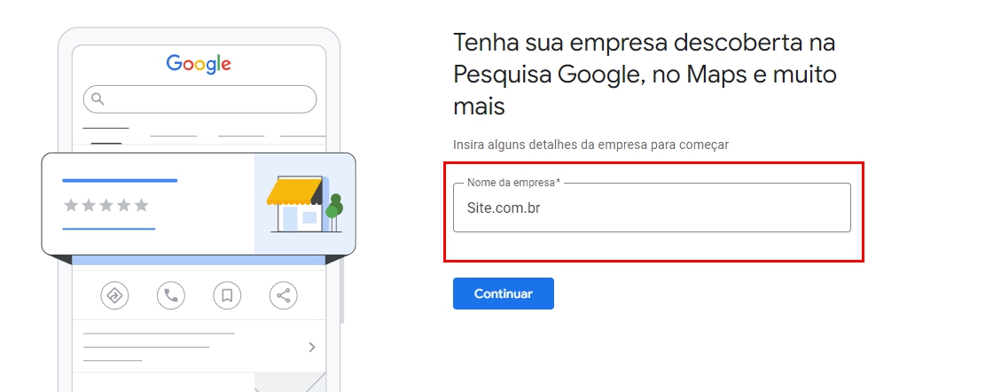 Gooogle Meu Negócio - Passo 1