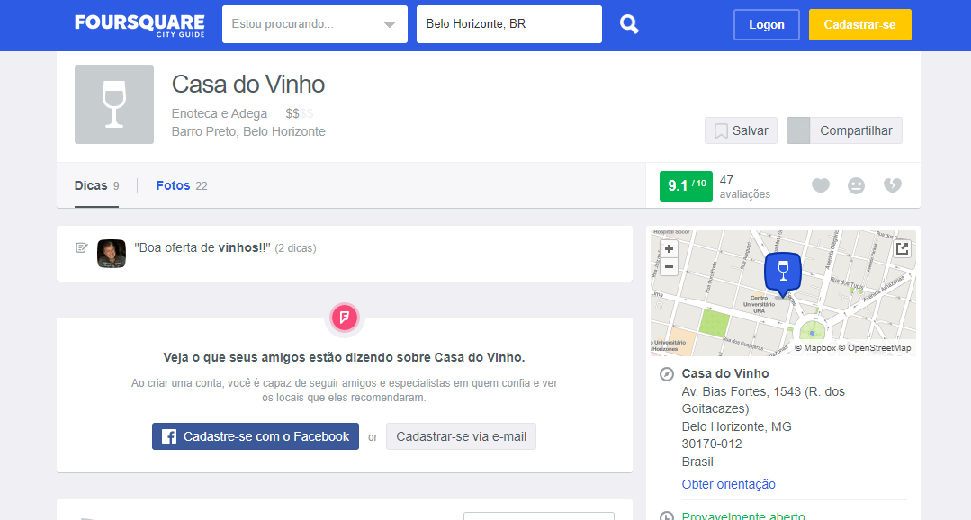 Passo 1 Foursquare